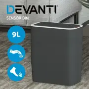 Devanti Motion Sensor Bin Automatic Rubbish Bins Waste Trash Can Ash Black 9L