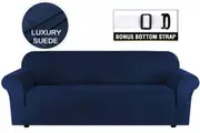 Premium Stretch Suede Sofa Covers Couch Covers Sofa Slipcovers Slip Covers Lounge Covers Feature Water Repellent, 1/2/3/4 Seater, Navy