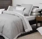 New Logan & Mason Essex Pewter Super King Quilt / Doona Cover Set Herringbone