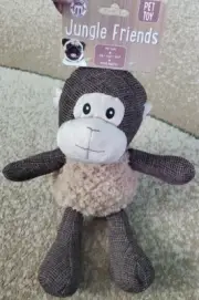 Jungle Friends 12" Monkey Dog Toy w/Squeaker, Non-toxic,Durable,Brown, BP1030New