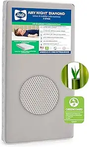 Sealy Airy Night 2-Stage Breathable Mesh Antibacterial Baby Crib Mattress and Toddler Bed Mattress, Airy Mesh Top, Sustainable Core, Cotton, GREENGUARD Air Quality Certified - Made in USA, 52"X28"