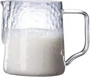 oshhni Glass Milk Frothing Jug Steaming Creamer Decorating Latte Accessories Frother 500ml Latte Frothing Art Jug Milk Pitcher for Coffee Making - Glass Handle