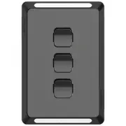 Clipsal Pro Series, cover frame, 3 switches, Black - P3043C-BK