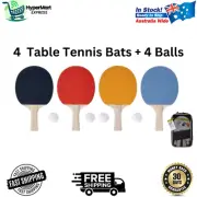 4-Player Table Tennis Set with Bats & White Training Balls - Ping Pong Kit AU