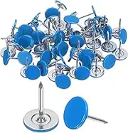 uxcell 100Pcs Upholstery Tacks, 11mmx15mm Flat Head Thumb Tack Decorative Furniture Nails Push Pins for Furniture Sofa Headboards, Blue