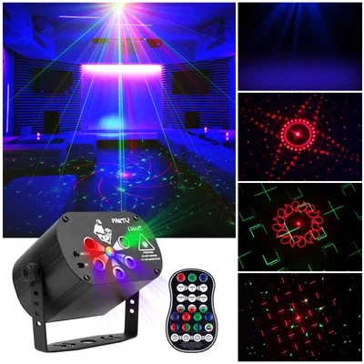 DJ Disco Party Lights Stage Laser Light Strobe Projector RGB Sound Activated ...