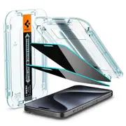 SPIGEN iPhone 15 Pro Screen Protector, 6.1 2023 Genuine EZ Fit Privacy Tempered Glass 2PCS for Apple