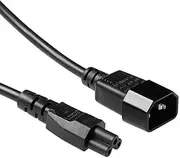 ACT Power Cable 3 Pin 1m C14 Male to C5 Female Cable Power Cable Type F IEC Cable Extension - AK5433 Black
