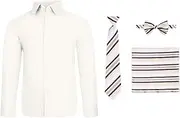 S.H. Churchill & Co. Boy's 4 Piece Dress Shirt Set with Long Tie, Bow Tie and Hanky