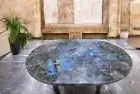15"x24" Oval Labradorite Stone Center Dining Table Handmade Kitchen Slab Decors