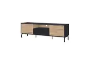 Madden Scandinavian Wooden Lowline Entertainment Unit TV Stand 1.6m - Oak & Black