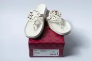 NEW TORY BURCH MILLER CLOUD CALF LEATHER SANDALS IN IVORY US SIZE 9 IN BOX