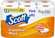 Scott ComfortPlus Toilet Paper, 12 Double Rolls, 231 Sheets per Roll, pack off 2