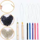 Silicone Lined Micro Ring Link Bead Hair Extension I tip Hook Loop Tool Threader