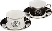 [Noritake] P93687/4867-12 Cup & Saucer (Color Changing Pair Set) (Both Coffee and Tea), 8.5 fl oz (240 cc), Adan, 2 Guests, White/Black, Bone China