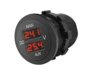 Volt Meter High Accuracy Battery Monitor Eco-friendly 12-24V Dual Digital LED Car Voltmeter for Motorcycle-Red Light