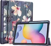 [FINTIE] Slim Case for Samsung Galaxy Tab S6 Lite 10.4 Inch 2024/2022/2020 with Built-in S Pen Holder, Soft TPU Smart Stand Back Cover Auto Wake/Sleep, Blooming Hibiscus