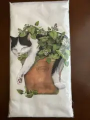 New Mary Lake Thompson Tuxedo Cat Catnip Houseplant Flour Sack Kitchen Towel
