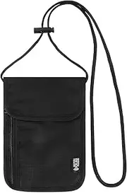 [ElevaPulse] Neck Pouch with RFID Protection, Men's Neck Pouch Women, Neck Pouch Small, Soft Travel Purse for Travel, Unisex, for Passport, Credit Cards, Coins and Travel Accessories (Black), 1