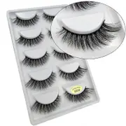 5 pairs of false eyelashes - 3D faux mink - G806 Black