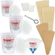 TCP Global Premium Paint Mixing Kit: 12 Cups, Sticks, Paddles, Strainers, Opener