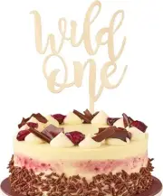 1 Pack Wild One Cake Topper Glitter Wooden First Birthday Wild One Cake Pick