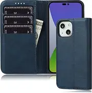 iPhone 15 Flip Wallet Case FROLAN Premium PU Leather with Credit Card Holder Slot Drop Protection Shockproof Cover 6.1 Inch(Navy Blue)