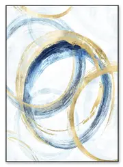 Gold Blue Abstract Wall Art/Canvas 140x100 cm
