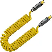 Tunghey Coiled USB C Cable 140W, 20Gbps Spring USB Type C Charger Cable, 8K@60Hz Video Transfer Cord for Ma-cBook 1.8M (Male)