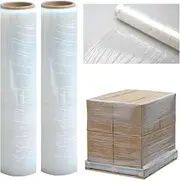 2 Rolls Clear Pallet Wrap Stretch Film Shrink Wrap, Strong & Secure Packaging Plastic Cling Film, Moisture & Water Proof, Ideal for Parcel Packing, Moving House & Furniture, 20 Microns 400mm x 250m