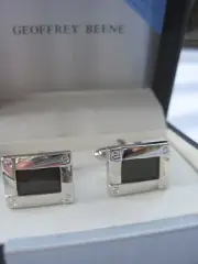 Geoffrey Beene Modern Cufflinks w/ Onyx and Screwhead Accents, $38 Retail