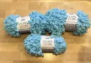 Lot of 3 TURQUOISE #106 Big Twists Loopity Loops Finger Yarn 6.35 oz 18.2 yd