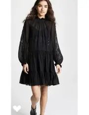 3.1 Phillip Lim $895 New Black Lace Ruffle Long Sleeve Silk Dress (2, 4, 6, 8)