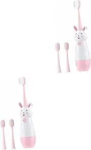 Baluue 2 Sets Cartoon Electric Toothbrush Boys and Girls Sonic Vibrates Gentle Bristles 3 Replacements 3 Months Oral Hygiene
