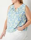 NWT LIZ CLAIBORNE Blouse Womens XXL Top Plus Size Sleeveless Light Blue Yellow