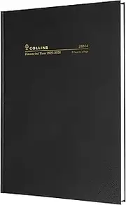 Collins 2025-2026 Financial Year Diary - A5 Two Days to a Page Planner - Black