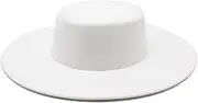 [HEYDHSDC] French Women's Hat Big Wide Brim 10CM Fedora Hat Winter Wool Derby Wedding Jazz Hats Flat Top Felt Hat