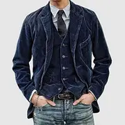 Men's Corduroy Jacket Transition Jacket Going out Pocket All Seasons Plain Classic Lapel Regular Black Brown Army Green Dark Blue Jacket