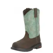 ARIAT WORK Women's 9" Tracey Composite Toe Waterproof Work Boot Brown/Aqua/Coral