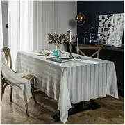 EHOMERY 8 Seater Dining Table Cloth Tablecloth for Afternoon Tea Hollow White Lace Table Cloth Wipeable Check Tablecloth Weights Heavy Bulk Polyester White Table Decoration 150X260Cm