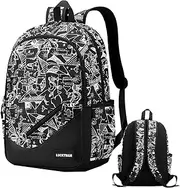 [Generic] Student Backpack - Durable School Bag, Comfortable Laptop Backpack | Multi-Compartment School Bag for Girls Teens Students Lightweight Travel Backpack Water Resistant Backpack for Boy, black, 12,2 1x