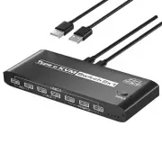 KVM Switch 2 Computers 8K@60Hz USB C Switch Sharing USB 2.0 Devices, 7 Ports USB