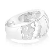 Sterling Silver Beaten Patterned Open Ring, Q
