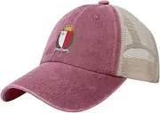 [Generic] National Emblem of Malta Cowboy Mesh Baseball Cap for Maltese Man Woman Outdoor Adjustable Denim Hat