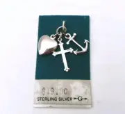 Vintage Faith Hope Charity Sterling Silver Charm Pendants Griffith New NOS