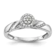 14K White Gold Complete Real Diamond Trio Cluster Engagement Ring