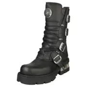 New Rock Metallic Unisex Black Platform Boots - 6 US