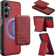[GoshukunTech] for Samsung Galaxy A35 5G Wallet Case,for Samsung A35 Flip Case with Vertical Flip Card Slots PU Leather Detachable Phone Cover[Support Magsafe or Wireless Charging]-Wine Red