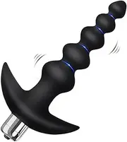 Vibrating Anal Beads Butt Plug - Flexible Silicone 16 Vibration Modes Graduated Design Anal Sex Toy Waterproof Bullet Vibrator for Men, Women and Couples
