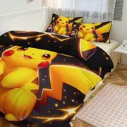 Bed Sheets g712 Pik_achu Print Bedding Set Pattern Duvet Cove Set 3 Pieces 1 Quilt Cover And 2 Pillowcases for Women Men Teens tq712 Bed Sheets